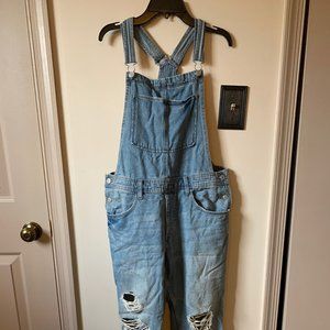 H&M Distressed Denim Overalls
